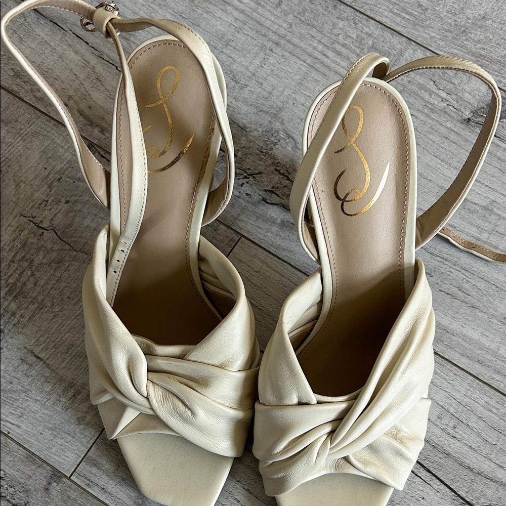 Sam Edelman Cream Knotted Heels